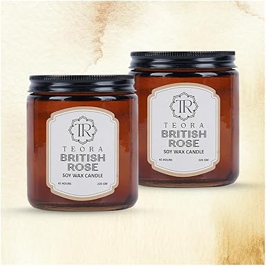 Pack of 2 (British Rose) Amber Jar Scented Candle