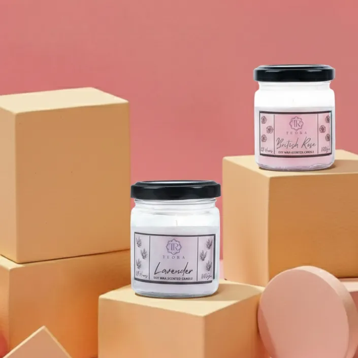 Pack of 2 (British Rose+Lavender) Salsa Jar Scented Candle