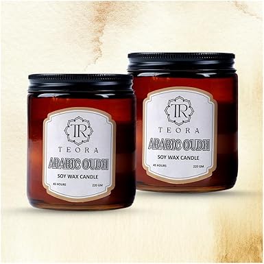 Pack of 2 (Arabic Oudh) Amber Jar Scented Candle