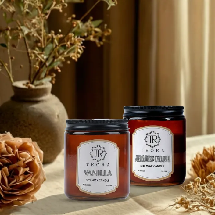 Pack of 2 (Arabic Oudh+Vanilla) Amber Jar Scented Candle