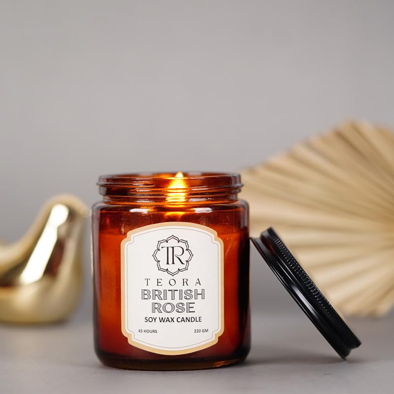 Pack of 2 (Arabic Oudh+British Rose) Amber Jar Scented Candle