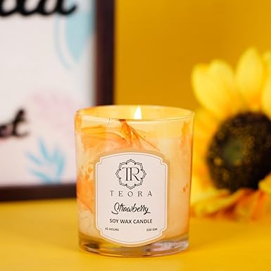 Pack of 2 (Strawberry) Glass Jar Scented Candle 220gm