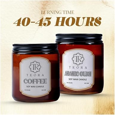 Pack of 2 (Arabic Oudh+Coffee) Amber Jar Scented Candle