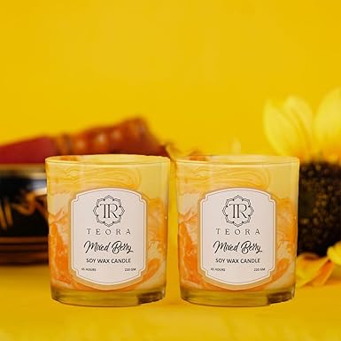 Pack of 2 (Mixed Berry) Glass Jar Scented Candle 220