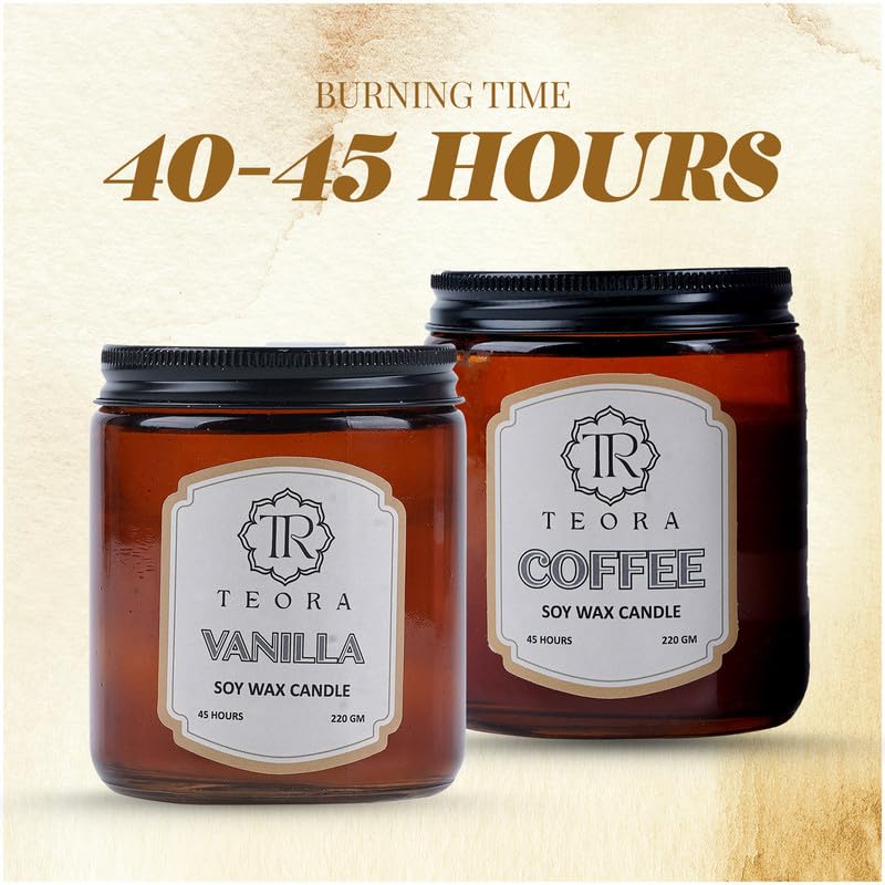 Pack of 2 (Coffee+Vanilla) Amber Jar Scented Candle