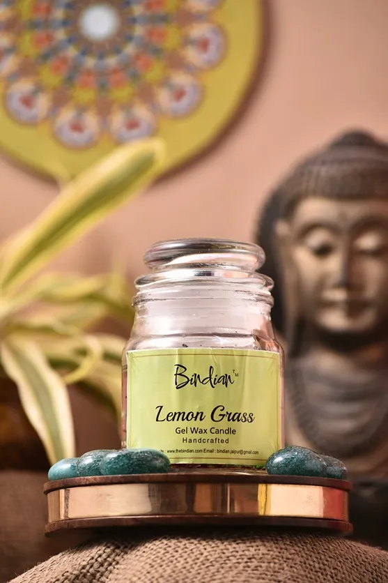 Lemon Grass Gel Wax Scented Candle, 15-18 Hrs Burning Timing