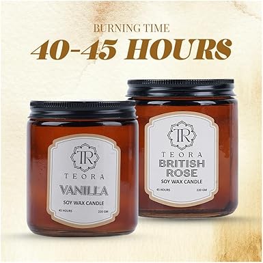 Pack of 2 (British Rose+Vanilla) Amber Jar Scented Candle