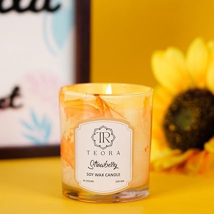 Glass Jar Strawberry Scented Candle