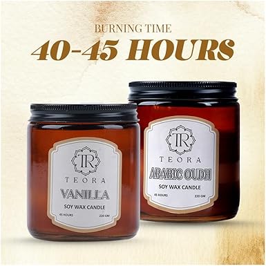 Pack of 2 (Arabic Oudh+Vanilla) Amber Jar Scented Candle