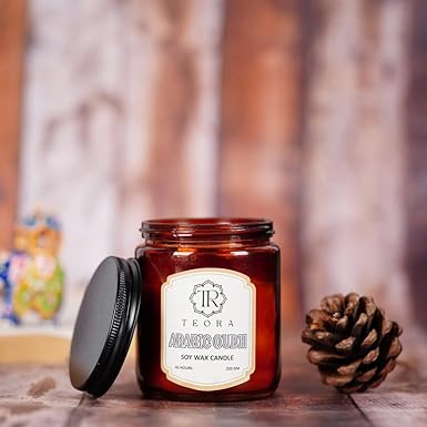 Pack of 2 (Arabic Oudh+British Rose) Amber Jar Scented Candle