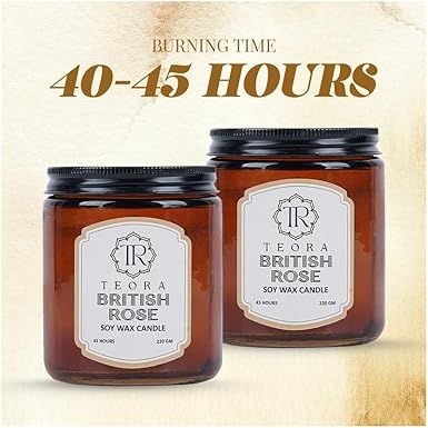 Pack of 2 (British Rose) Amber Jar Scented Candle