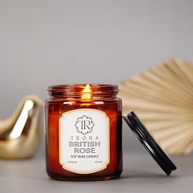 Pack of 2 (British Rose+Coffee) Amber Jar Scented Candle